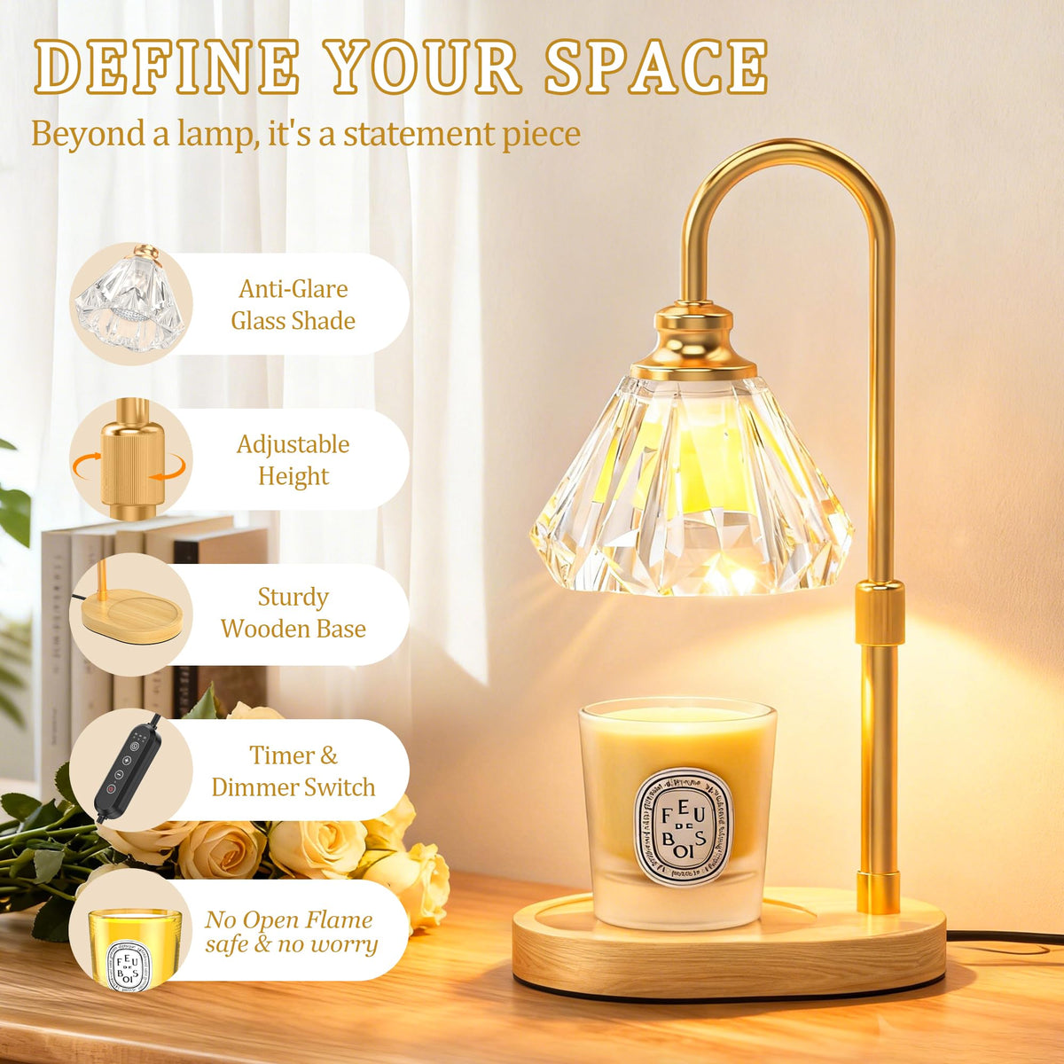 Dimmable Adjustable Candle Warmer Lamp with Timer G934485
