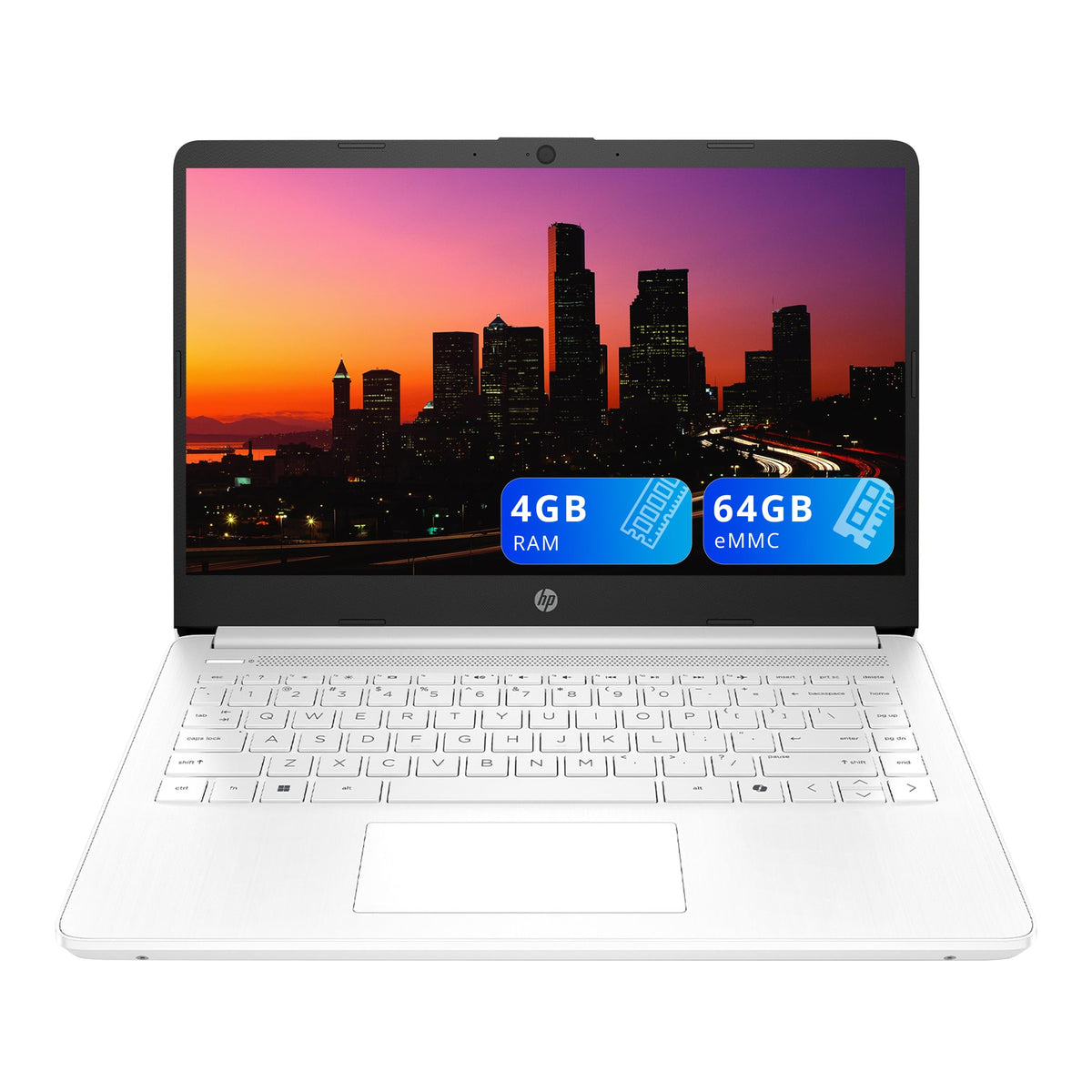 14" HD Laptop, Intel Celeron N4500, 4GB DDR4 RAM, 64GB eMMC, White T950546