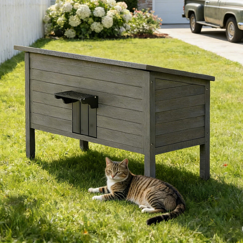 Insulated Weatherproof Wooden Outdoor Cat House P88259