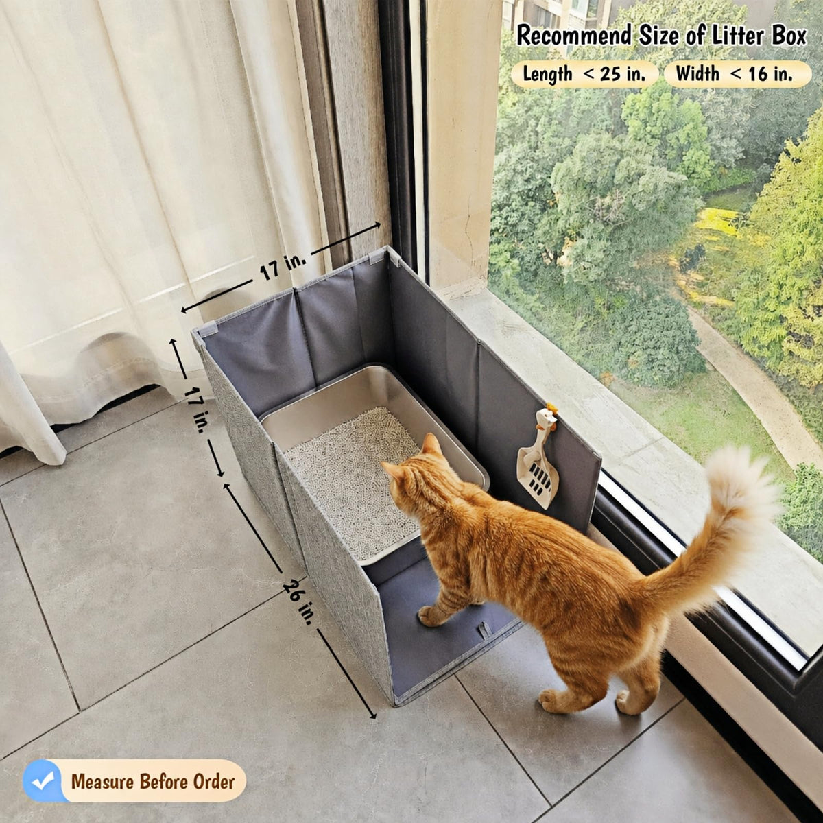 Extra Large Open Top High Sided Cat Litter Box Enclosure H3994