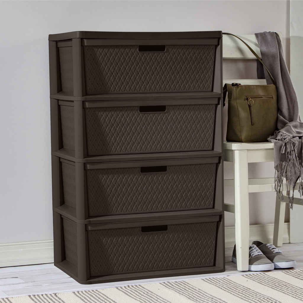 4 Drawer Plastic Storage Organizer Brown F4027