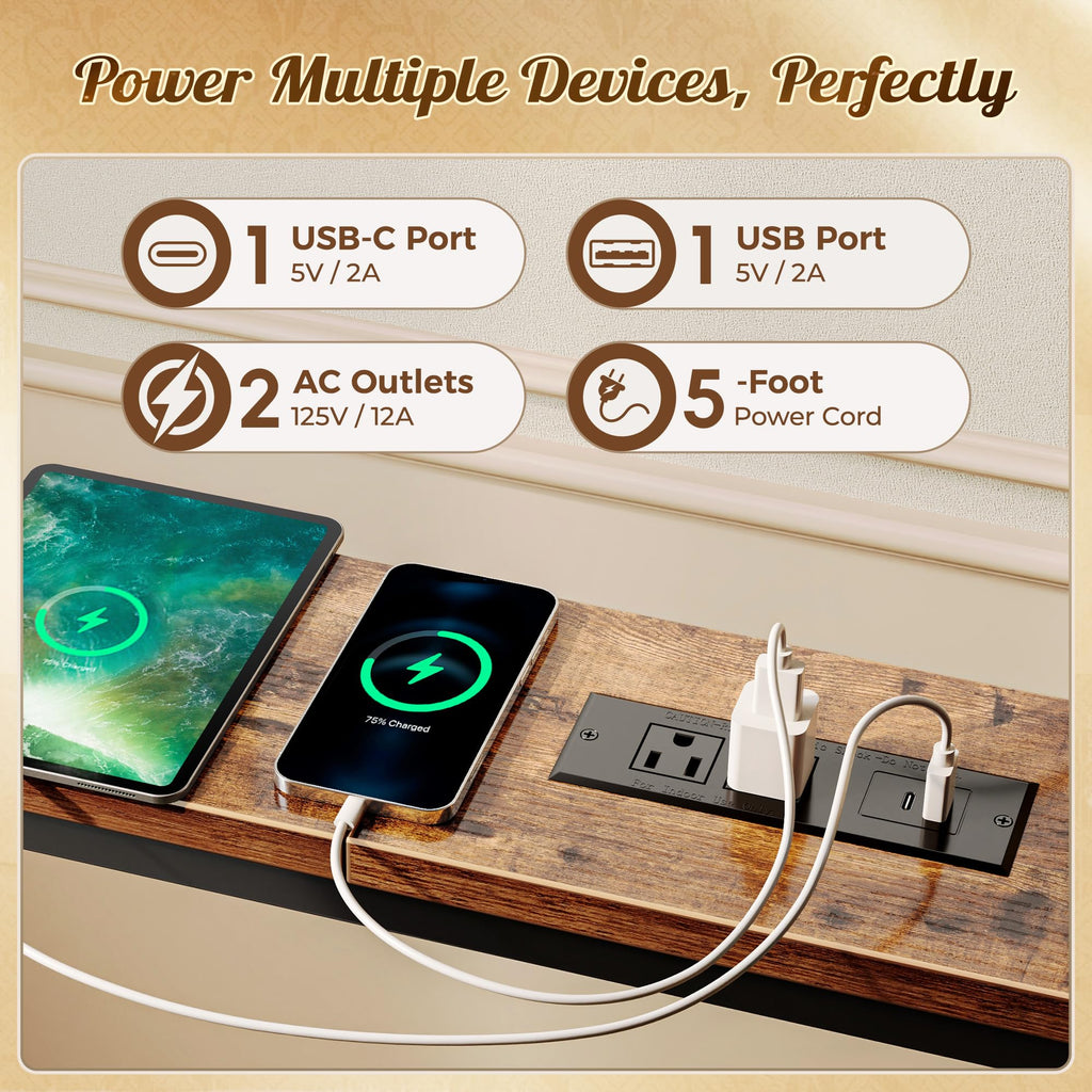 118 Inch Sofa Table with Power Outlets P411106