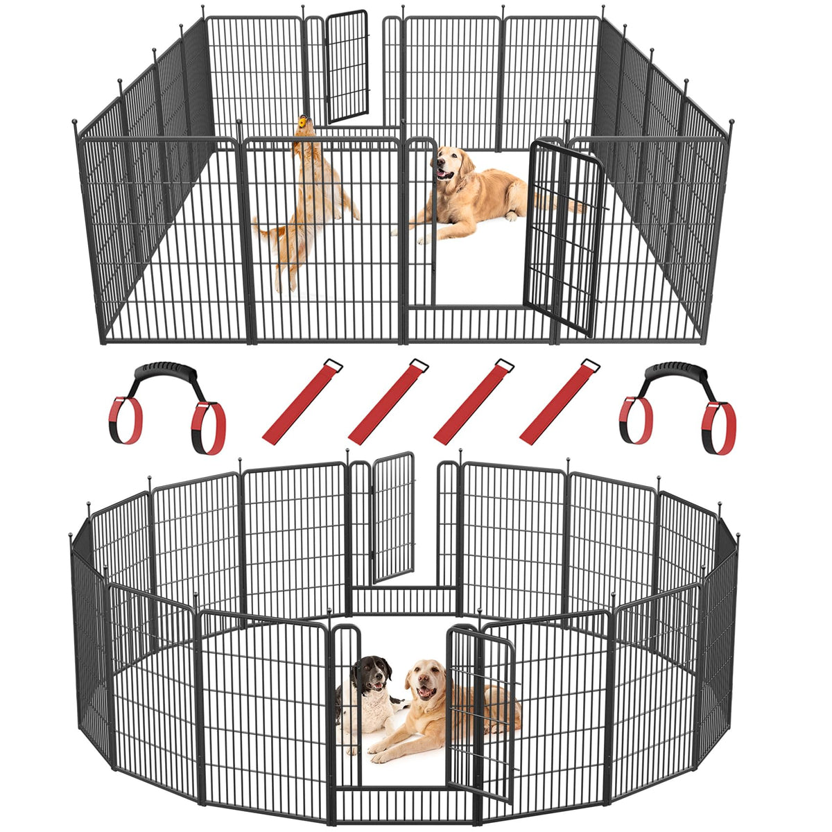 16 Panel 40" Height Dog Playpen with Doors T9958