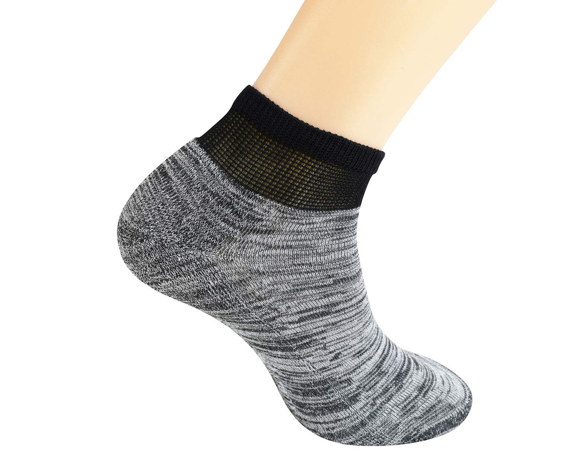 Men's 5 Pairs Low Cut Diabetic Socks with Cushion Sole and Seamless Toe E998