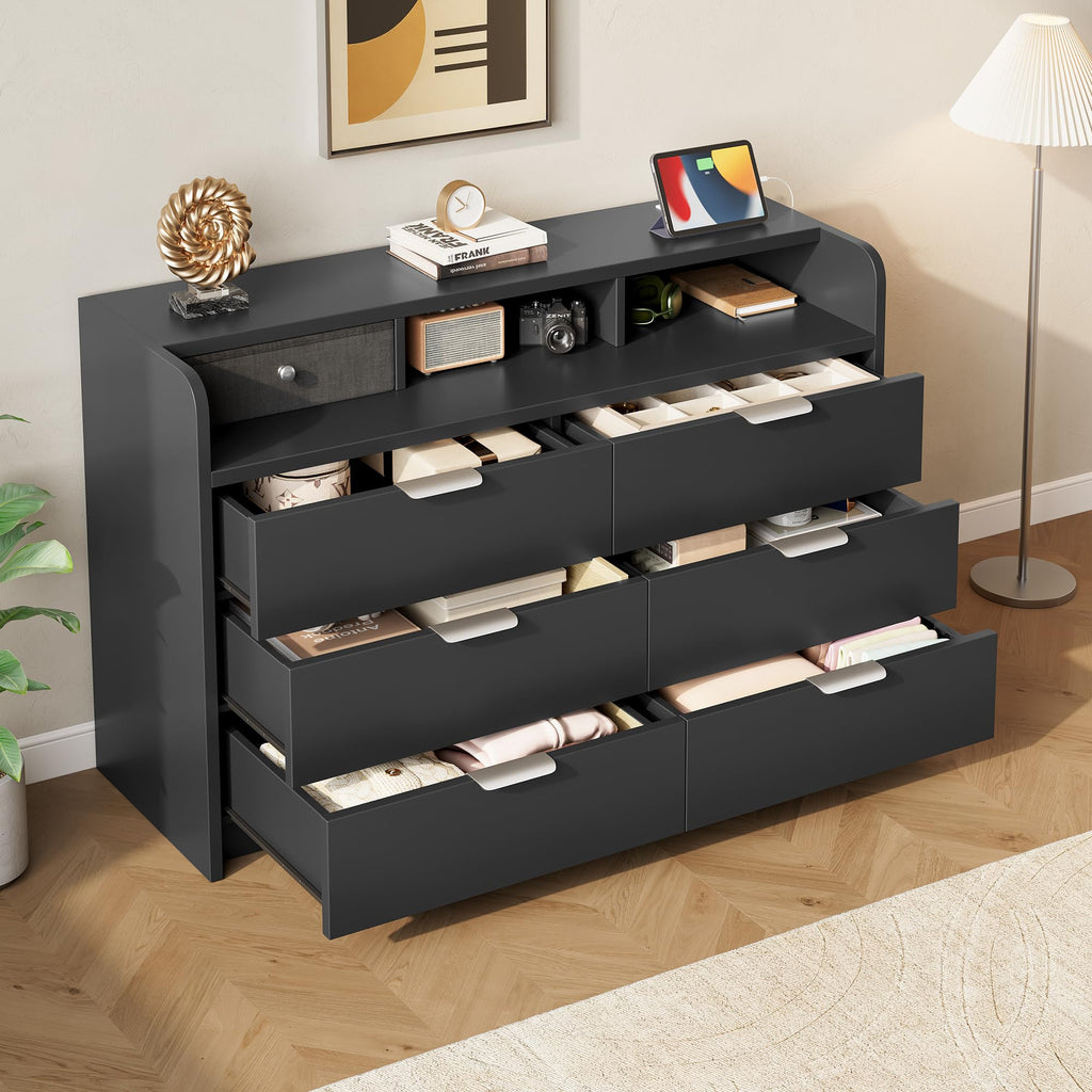 Black 9 Drawer Wood Dresser P136060