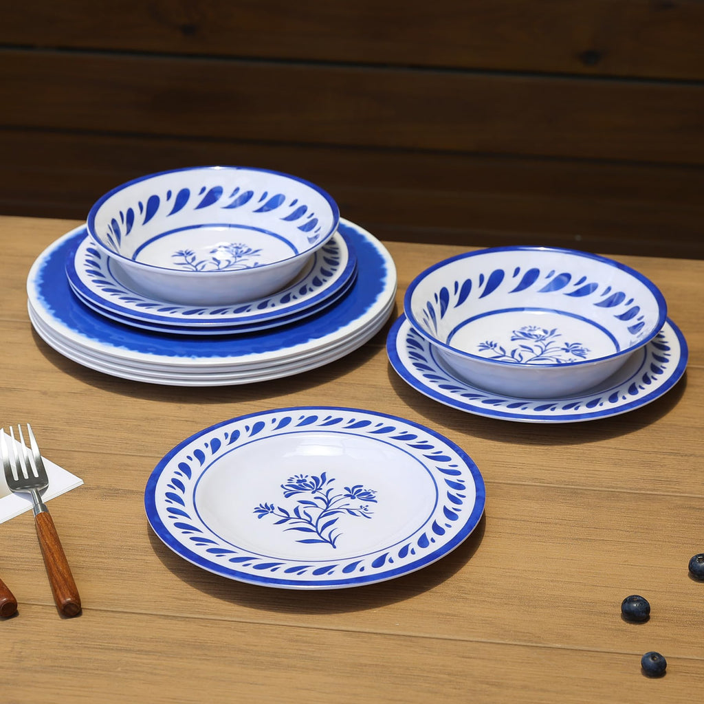 Blue 12-Piece Melamine Dinnerware Set B626335