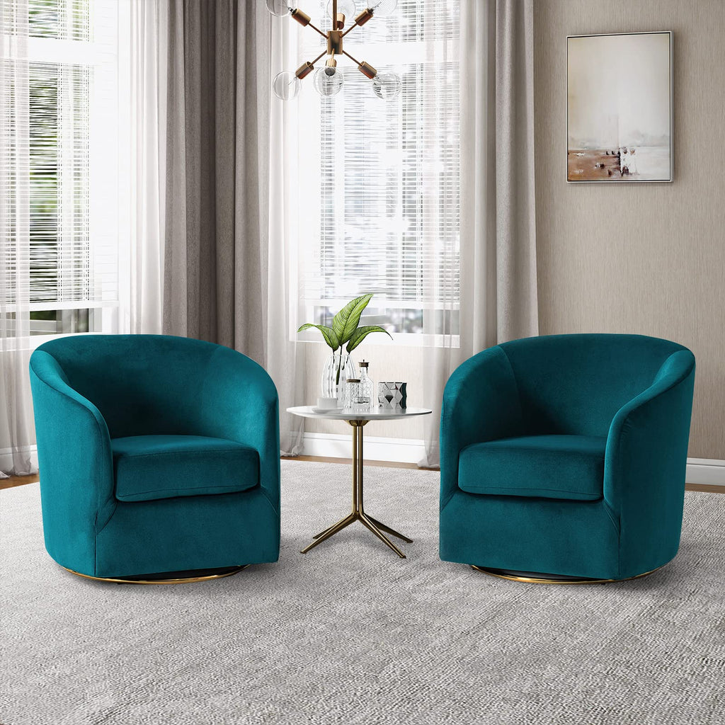 Set of 2 Velvet Swivel Barrel Chair O95781