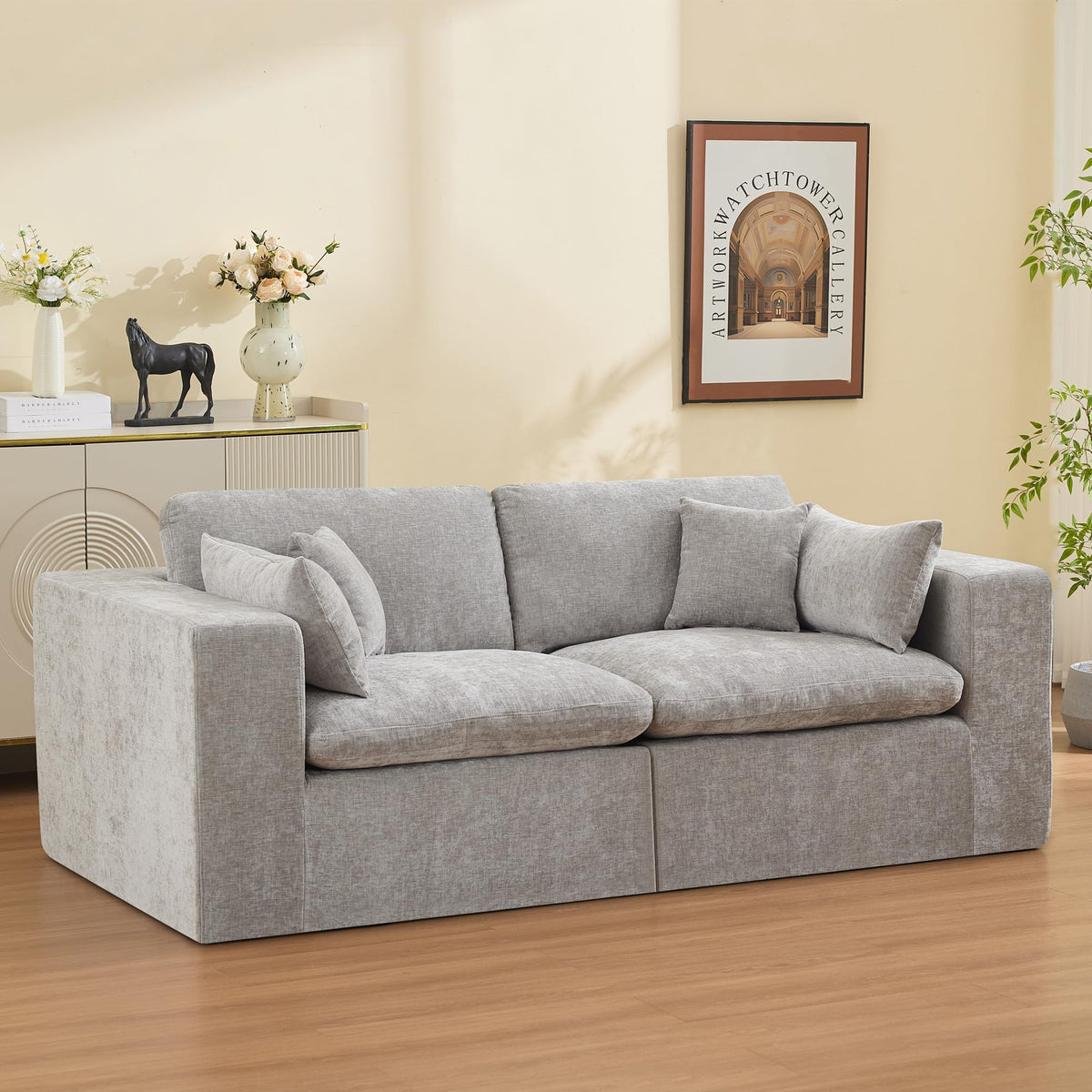 Light Grey Chenille Modular Sectional Sofa C23538