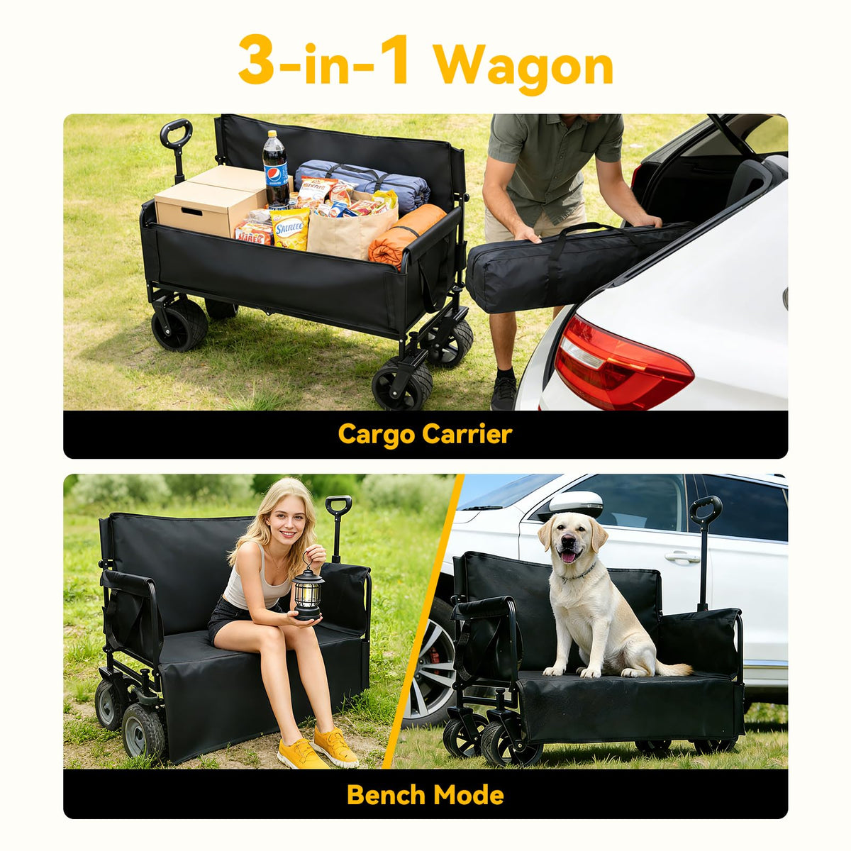 Collapsible Wagon Cart with Wheels 240L Capacity L437