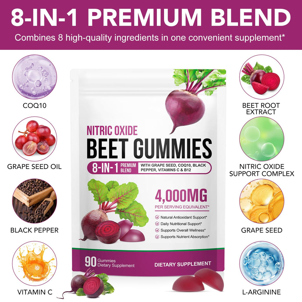 Beet Root Gummies with CoQ10 90 Soft Chews O924