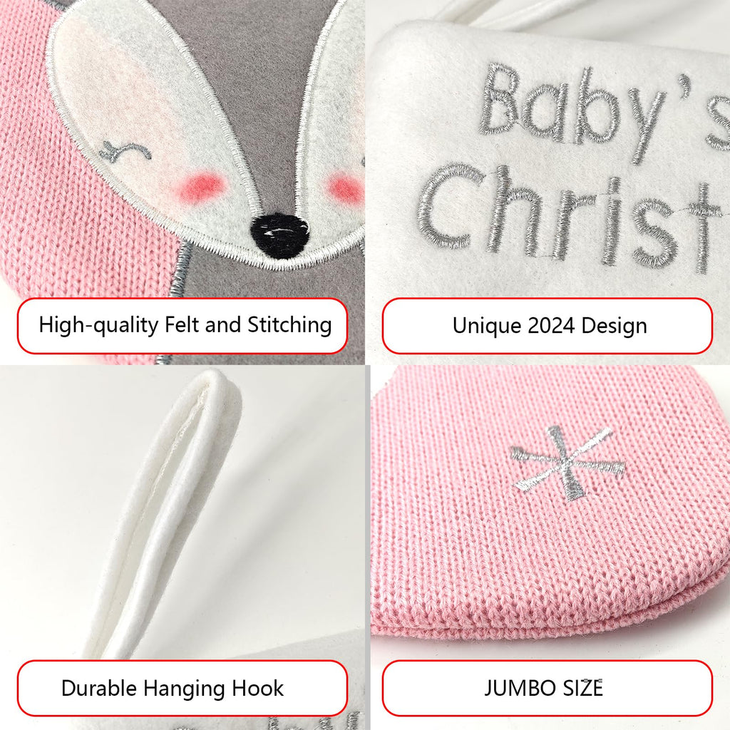 Pink Grey Christmas Stocking B31518