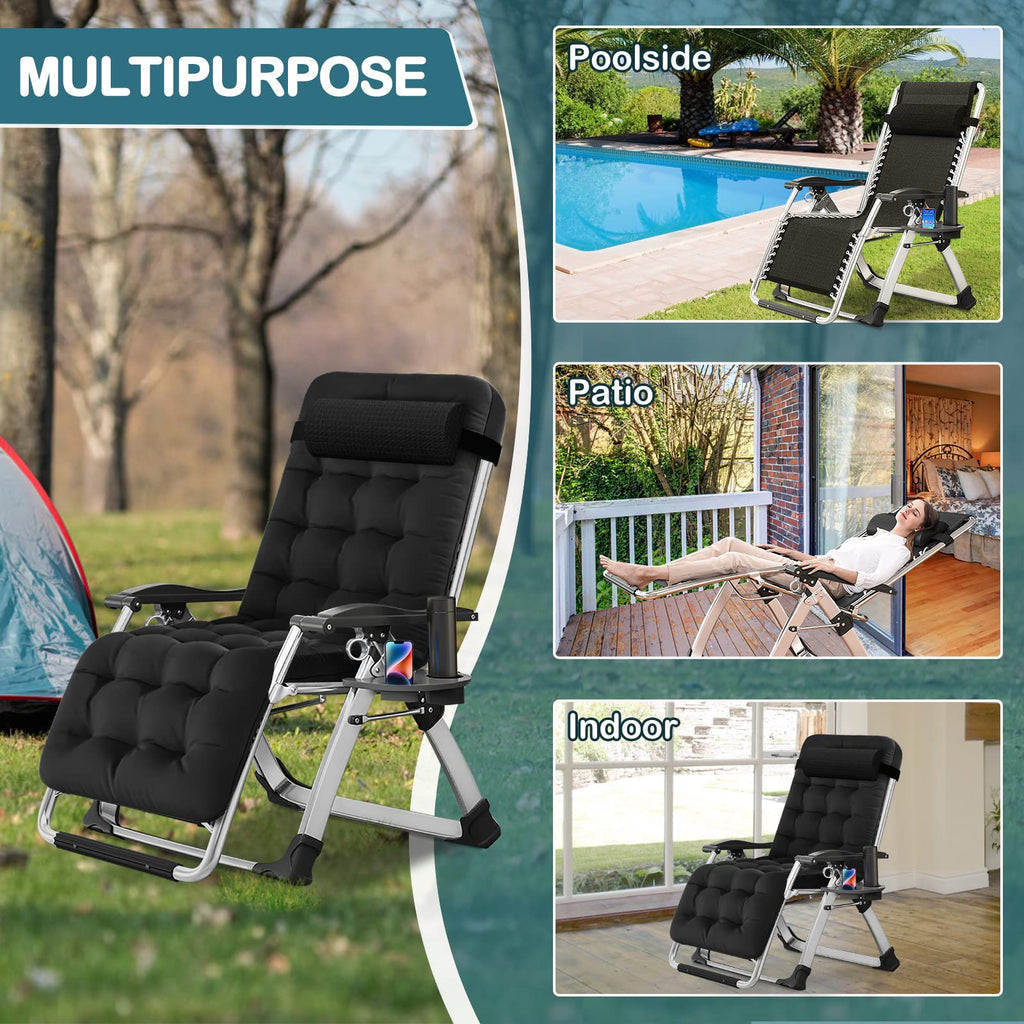 Zero Gravity Folding Outdoor Lounge Chair with Cup Holder W9071