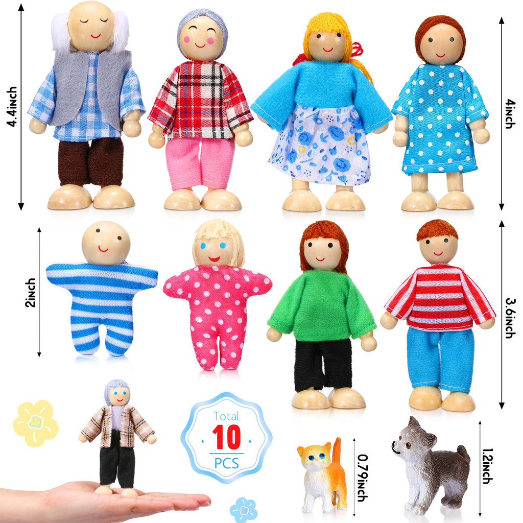 Wooden Dollhouse Family Set Mini People I7627
