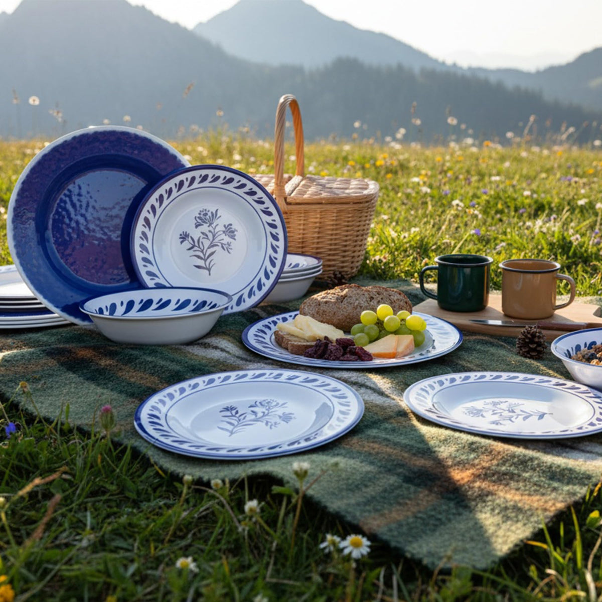 Blue 12-Piece Melamine Dinnerware Set B626335