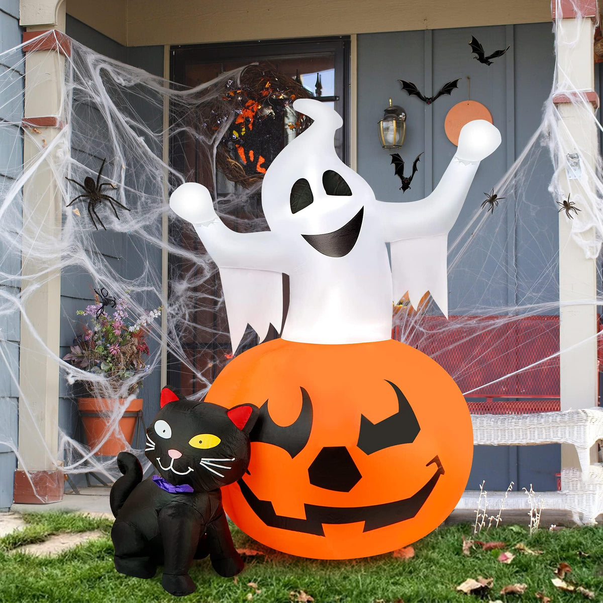 5 FT Halloween Inflatables Outdoor Ghost Pumpkin Black Cat Decor V5433