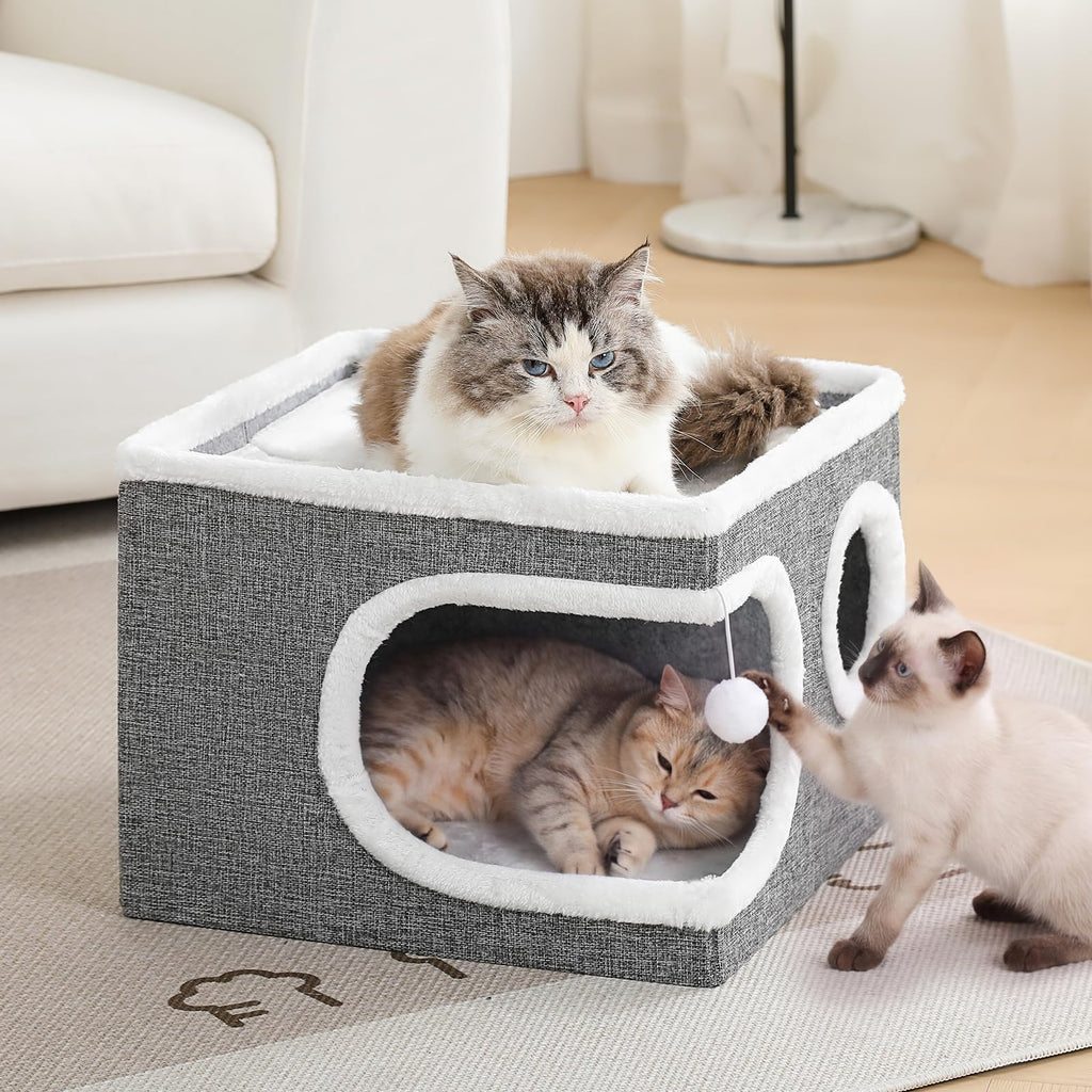 Large Covered Cat Bed Cave, Grey, 16in V726