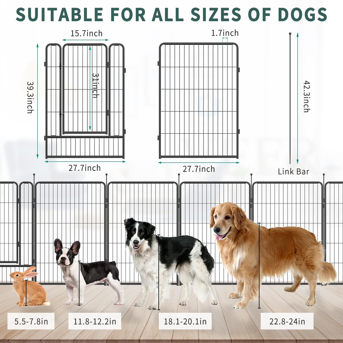 16 Panel 40" Height Dog Playpen with Doors T9958