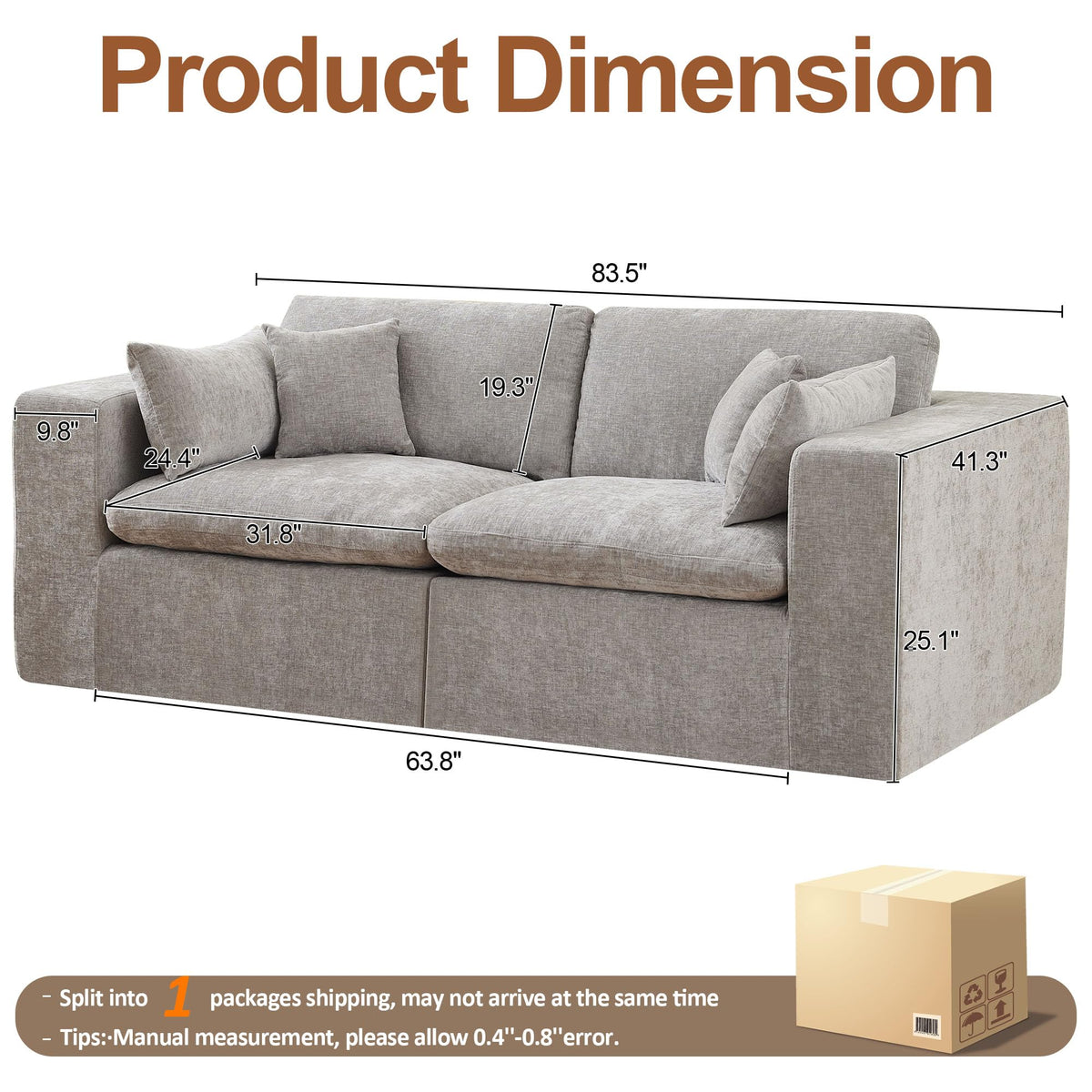 Light Grey Chenille Modular Sectional Sofa C23538