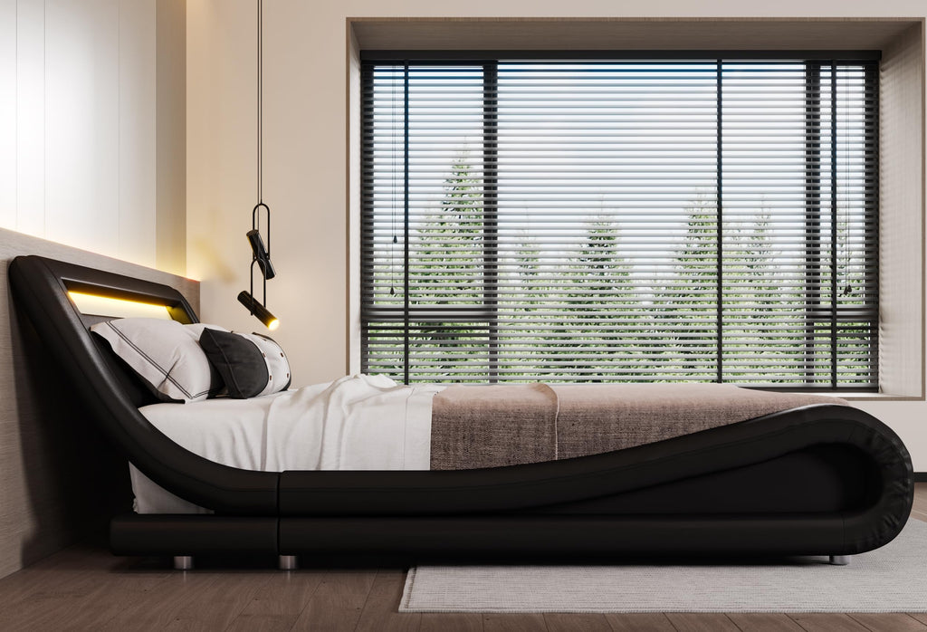 Full Size Bed Frame with Upholstered LED Headboard S35792