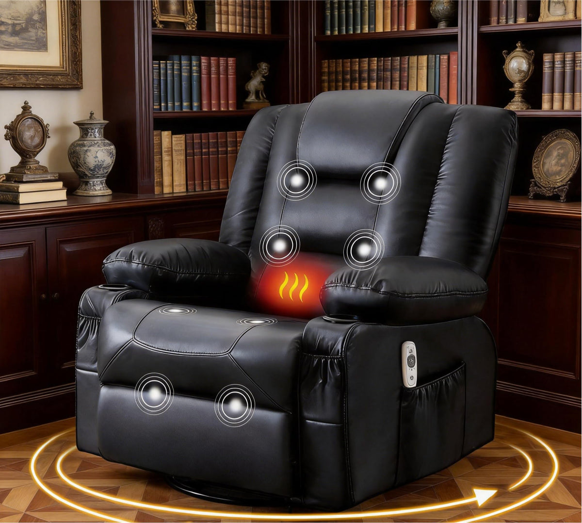 Swivel Rocker Recliner Chair with Vibration Massage and Heat D443717