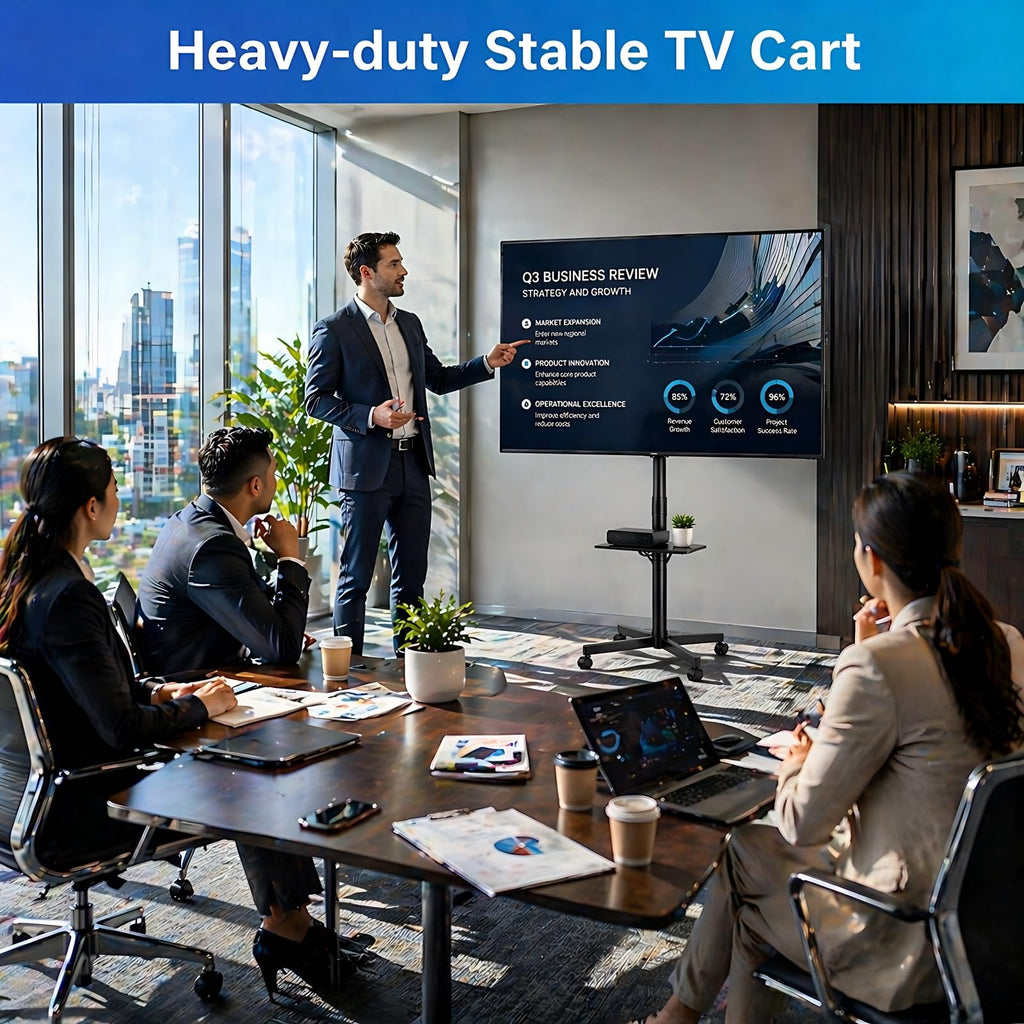 Rolling TV Stand for 14-55 Inch TV, Mobile TV Cart on Wheels, Max VESA 400x400mm, Holds 66 lbs A38791