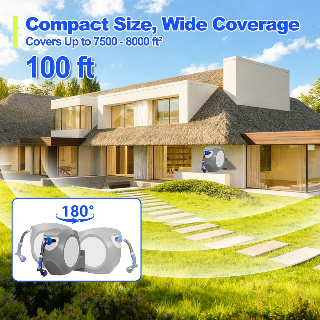 100 FT Stainless Steel Garden Hose Reel L6919