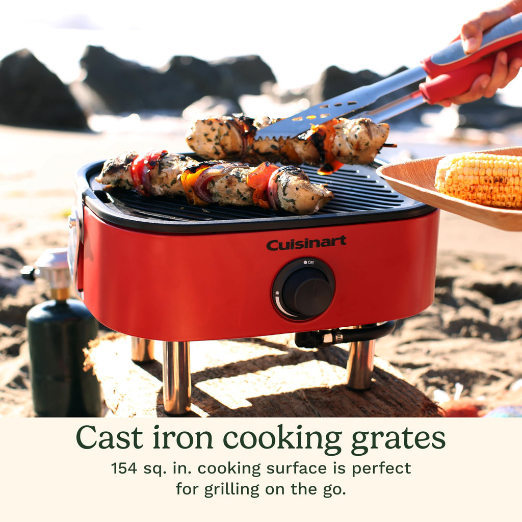 Portable Gas Grill with Cutting Board and Non Stick Cast Iron Grate U2750