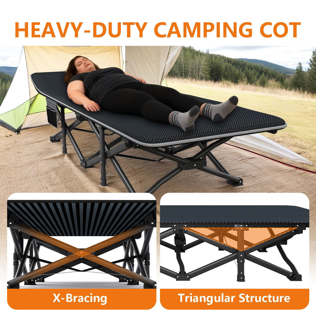 31.5" Wide Camping Cot with Pad N9830