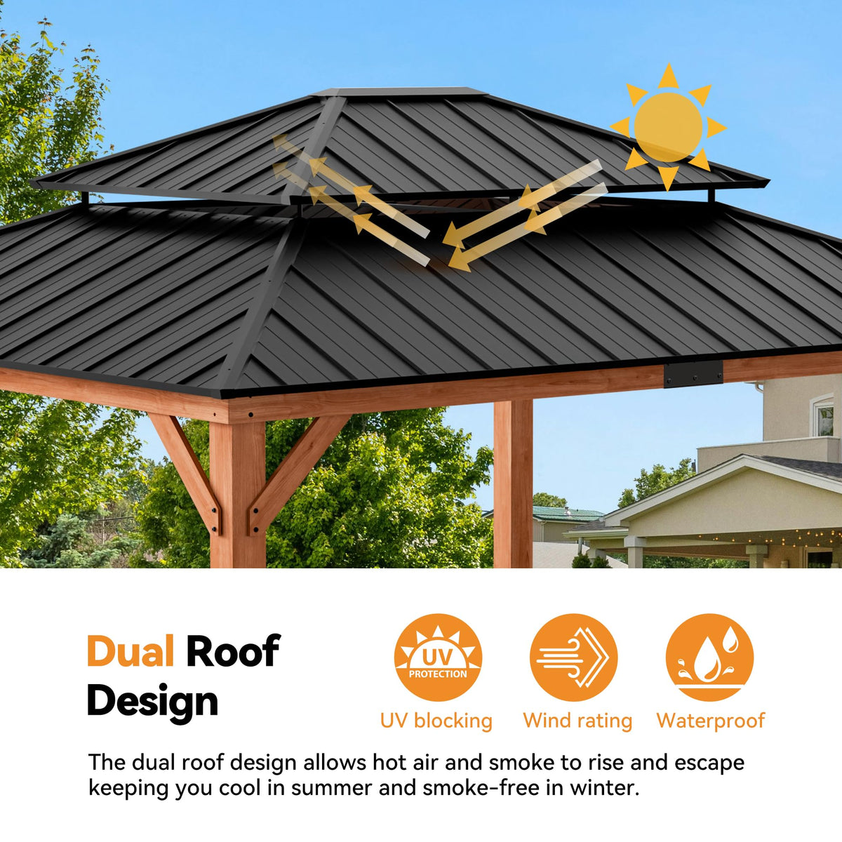 Wood Gazebo 13x15 with Galvanized Steel Roof V54085