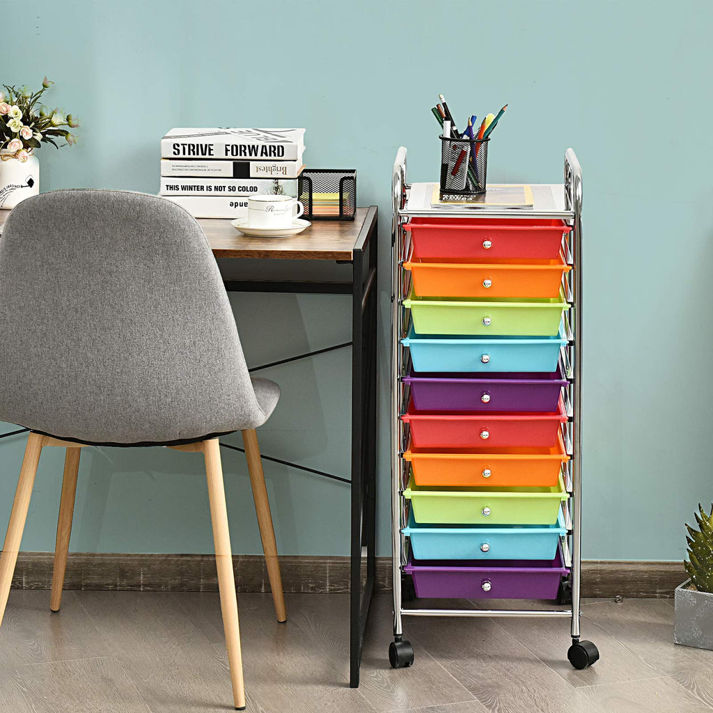 10 Drawer Rolling Cart with Lockable Wheels G722