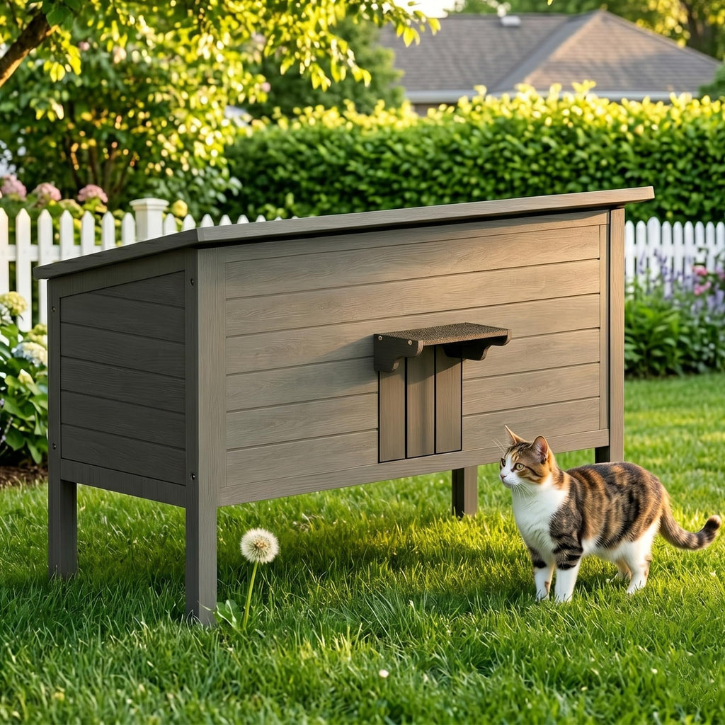 Insulated Weatherproof Wooden Outdoor Cat House P88259