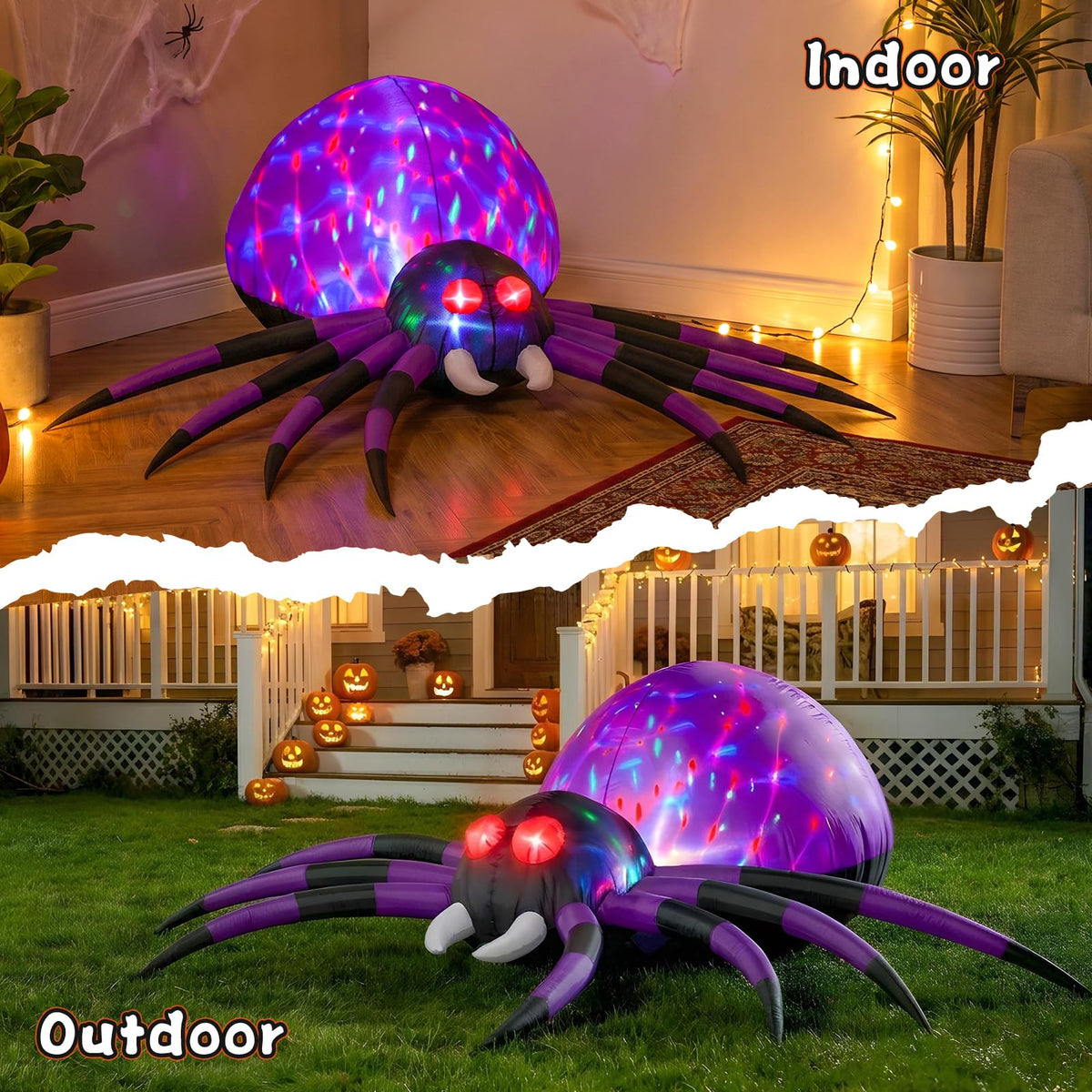 6 FT Inflatable Spider Outdoor Decoration with LED Lights M95684