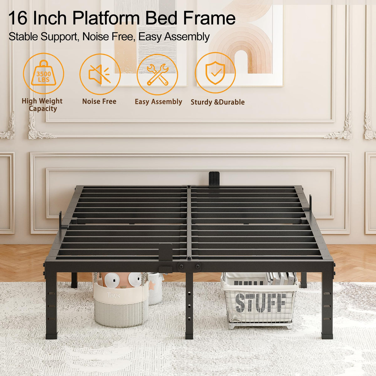 16 Inch Heavy Duty Metal Platform Bed Frame Full Size R9687