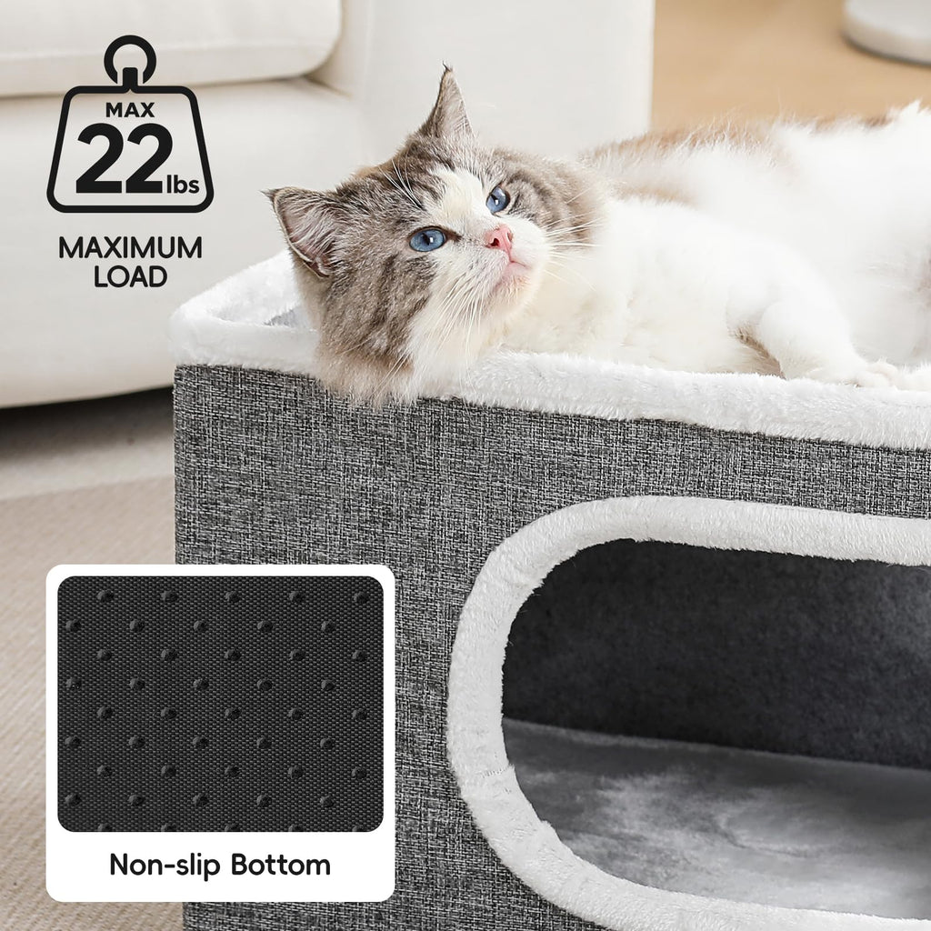 Large Covered Cat Bed Cave, Grey, 16in V726