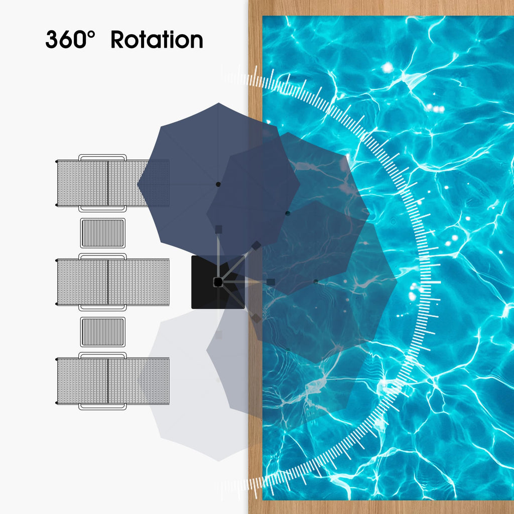 Navy Blue 10 FT Cantilever Patio Umbrella with Base X795