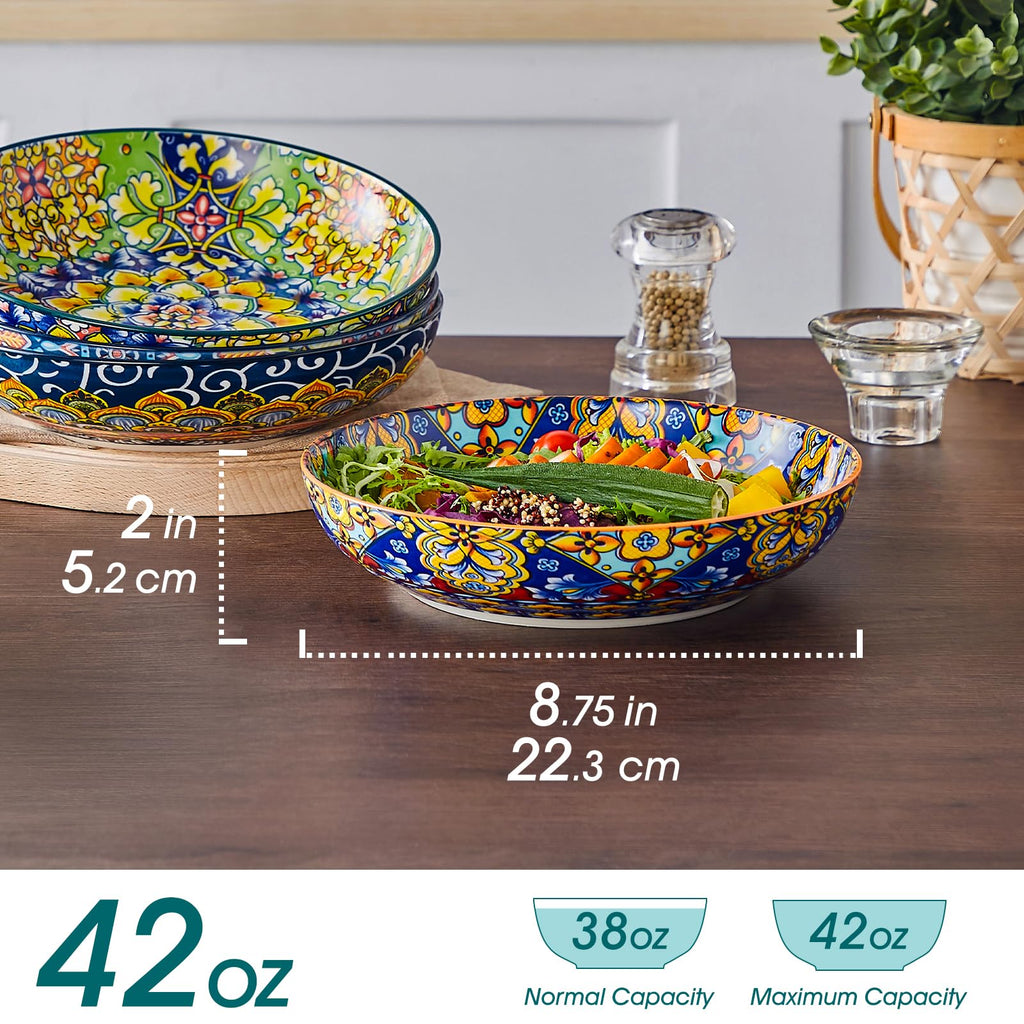 Pasta Bowls Set of 4, 42oz Ceramic Serving Bowls Q721770