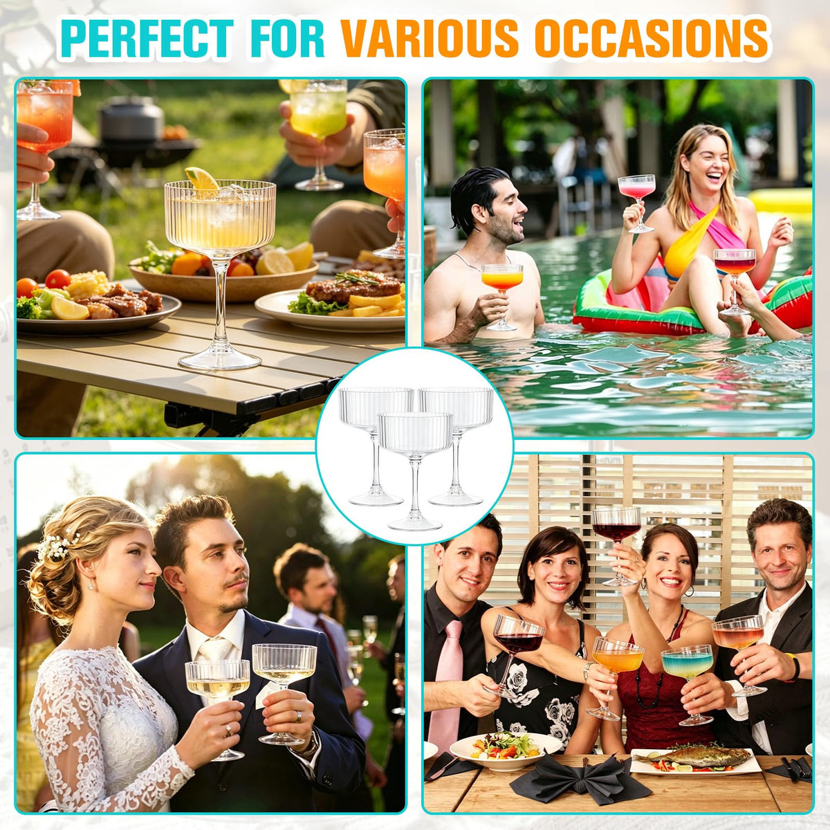 12 Pcs 10oz Plastic Martini Glasses Y6222