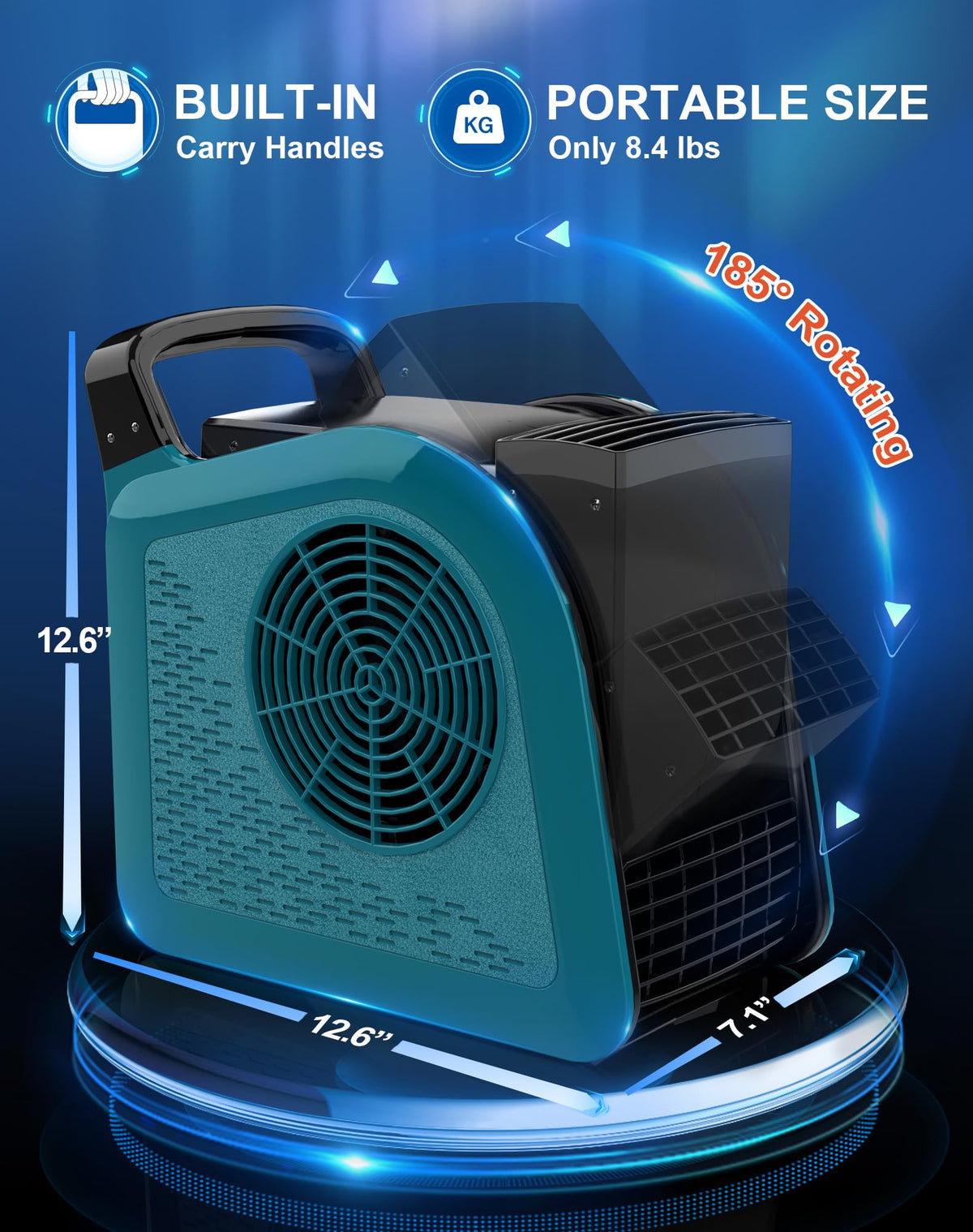 Blue 355CFM 3 Speed Air Mover Blower Fan with 2 Outlets F91651