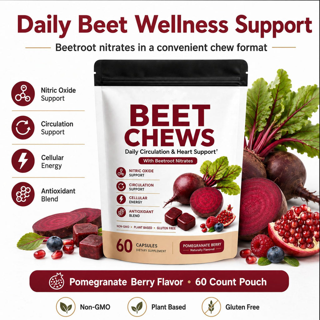 Beet Root Gummies with L-CoQ10 & Grape Seed, Berry Flavor, 60 Chew O29870