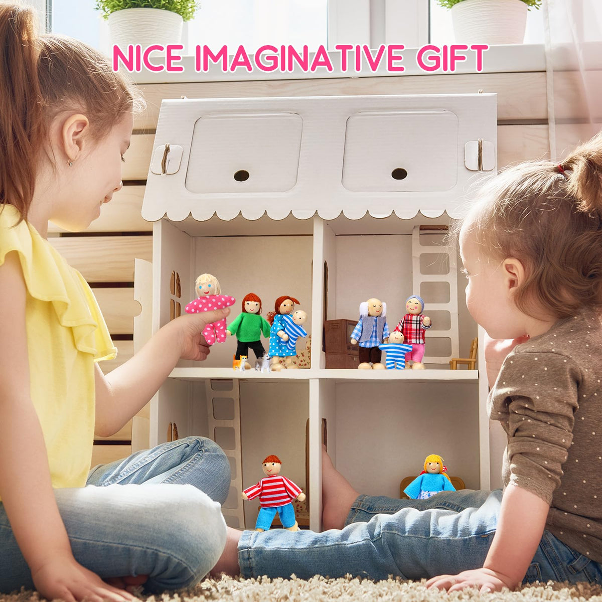 Wooden Dollhouse Family Set Mini People I7627