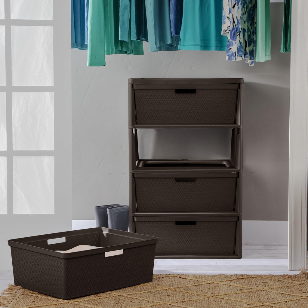 4 Drawer Plastic Storage Organizer Brown F4027