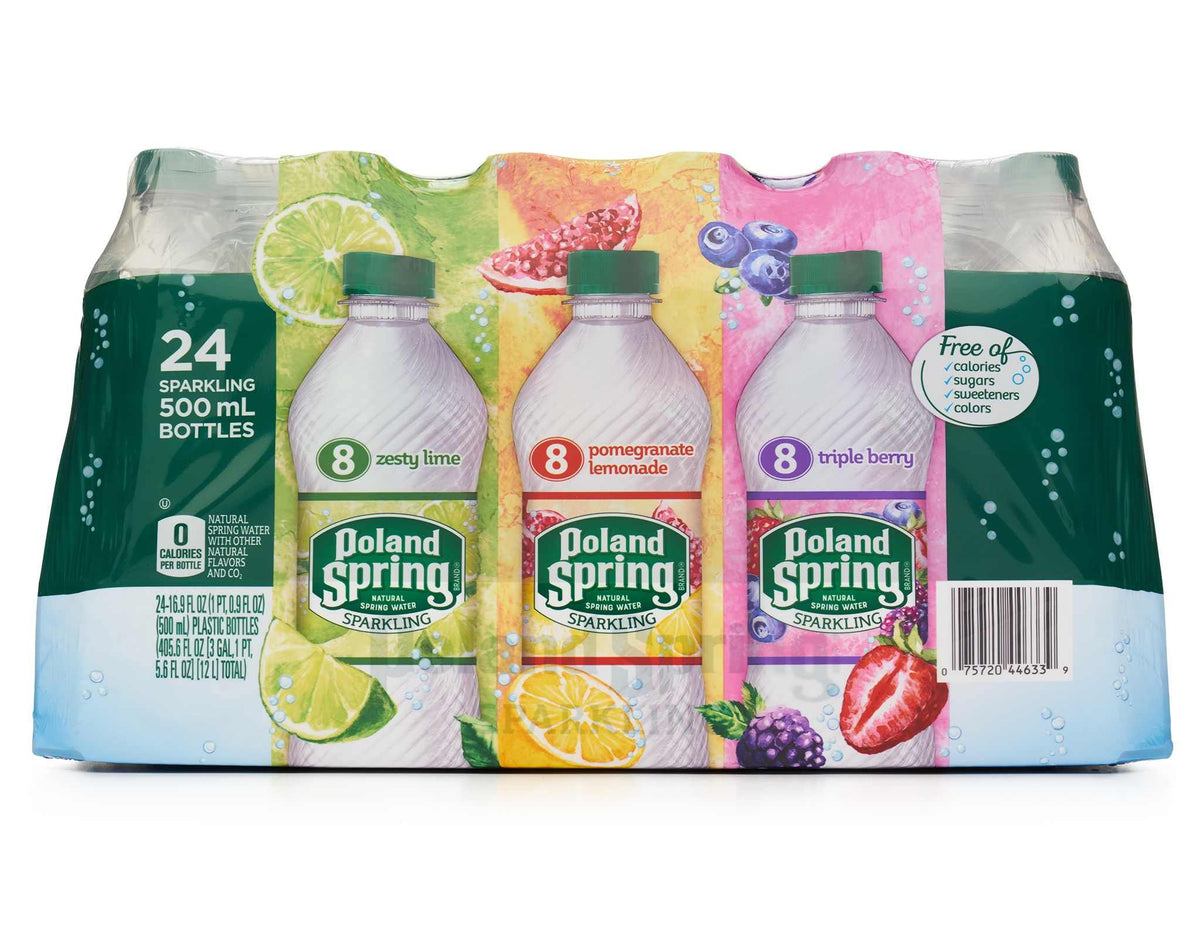 Sparkling Natural Spring Water Variety Pack 24 Half Liter Bottles J719