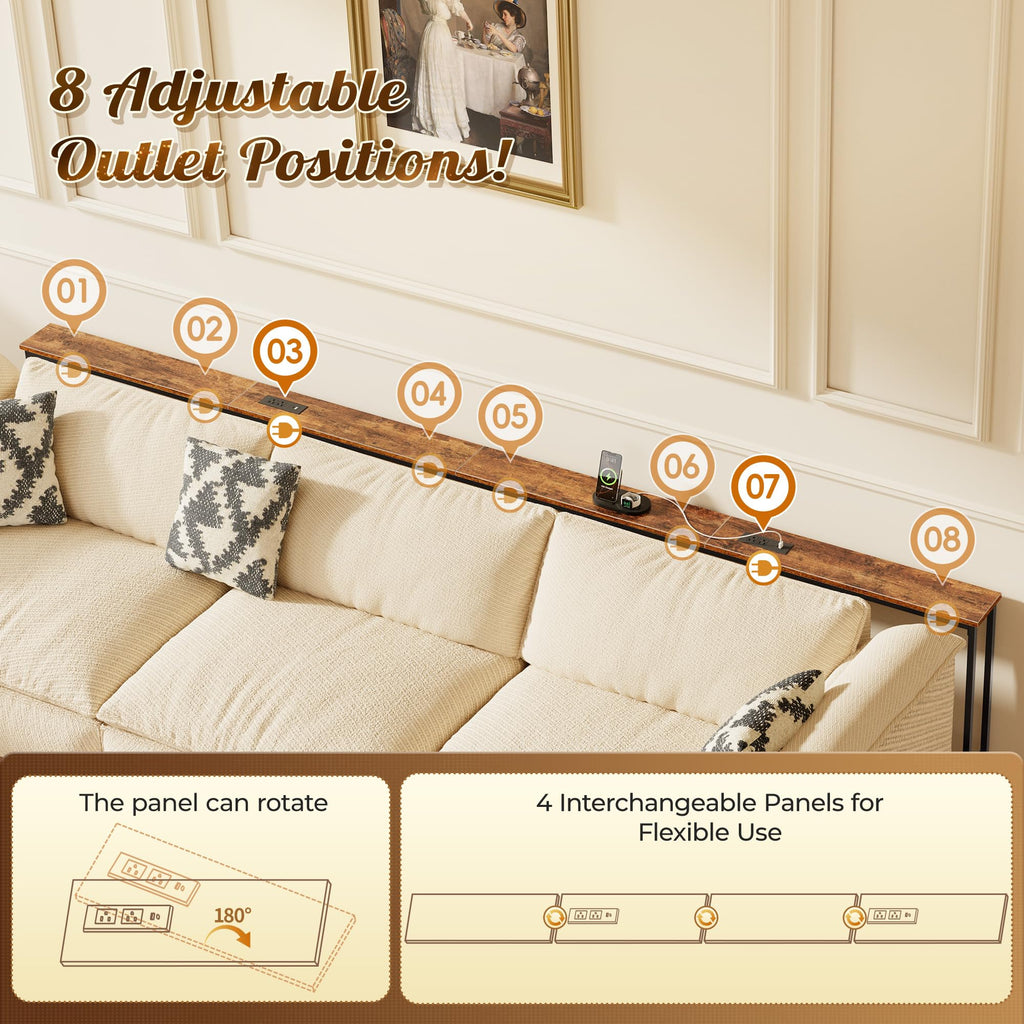 118 Inch Sofa Table with Power Outlets P411106