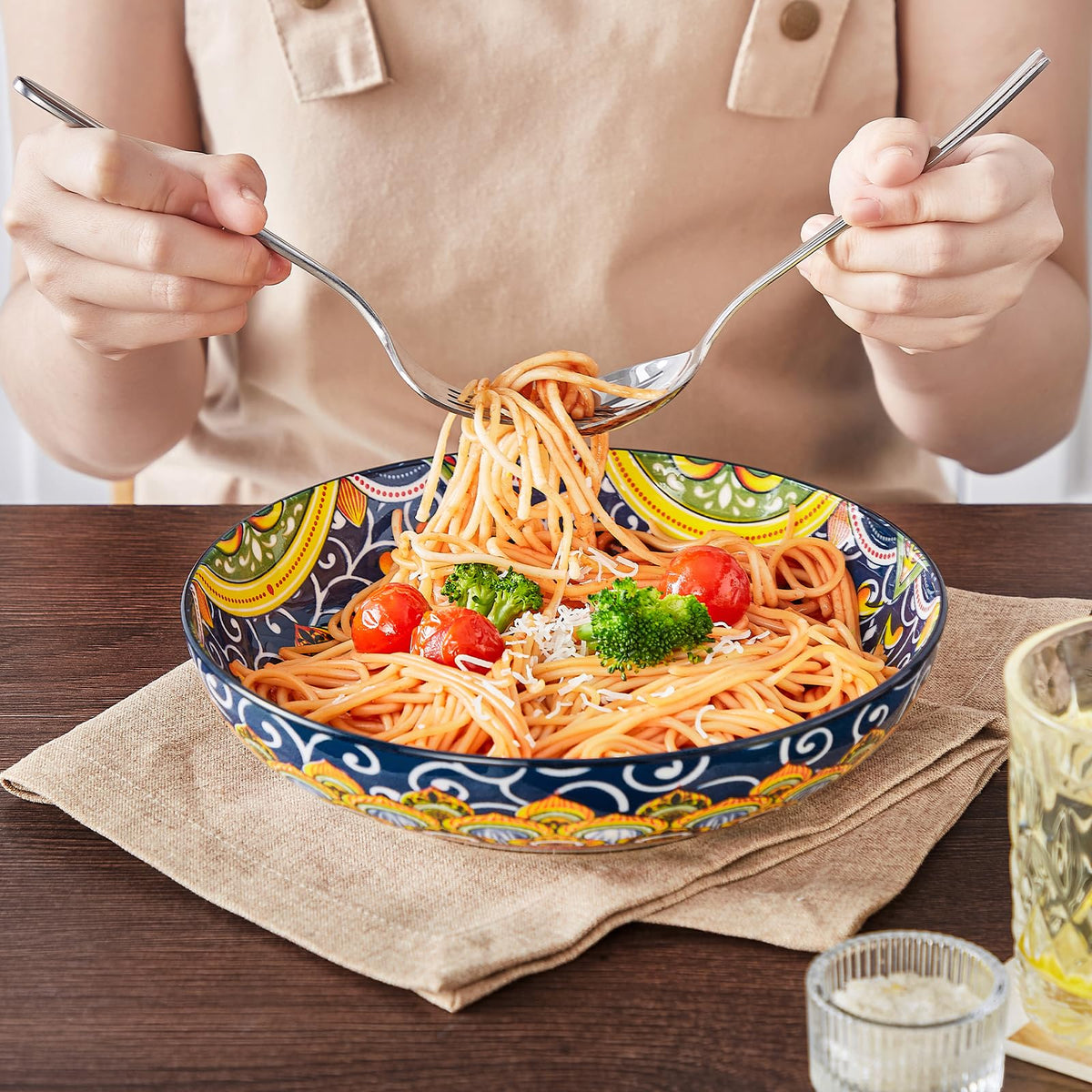 Pasta Bowls Set of 4, 42oz Ceramic Serving Bowls Q721770
