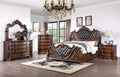 Brown Cherry California King Bed Frame with Tufted Leatherette Headboard H6371