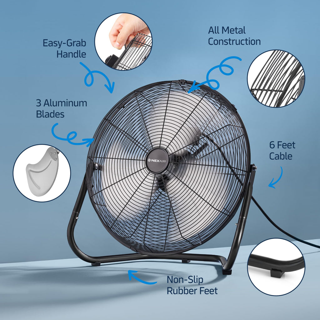 20-Inch 3-Speed High-Velocity Metal Floor Fan F3781
