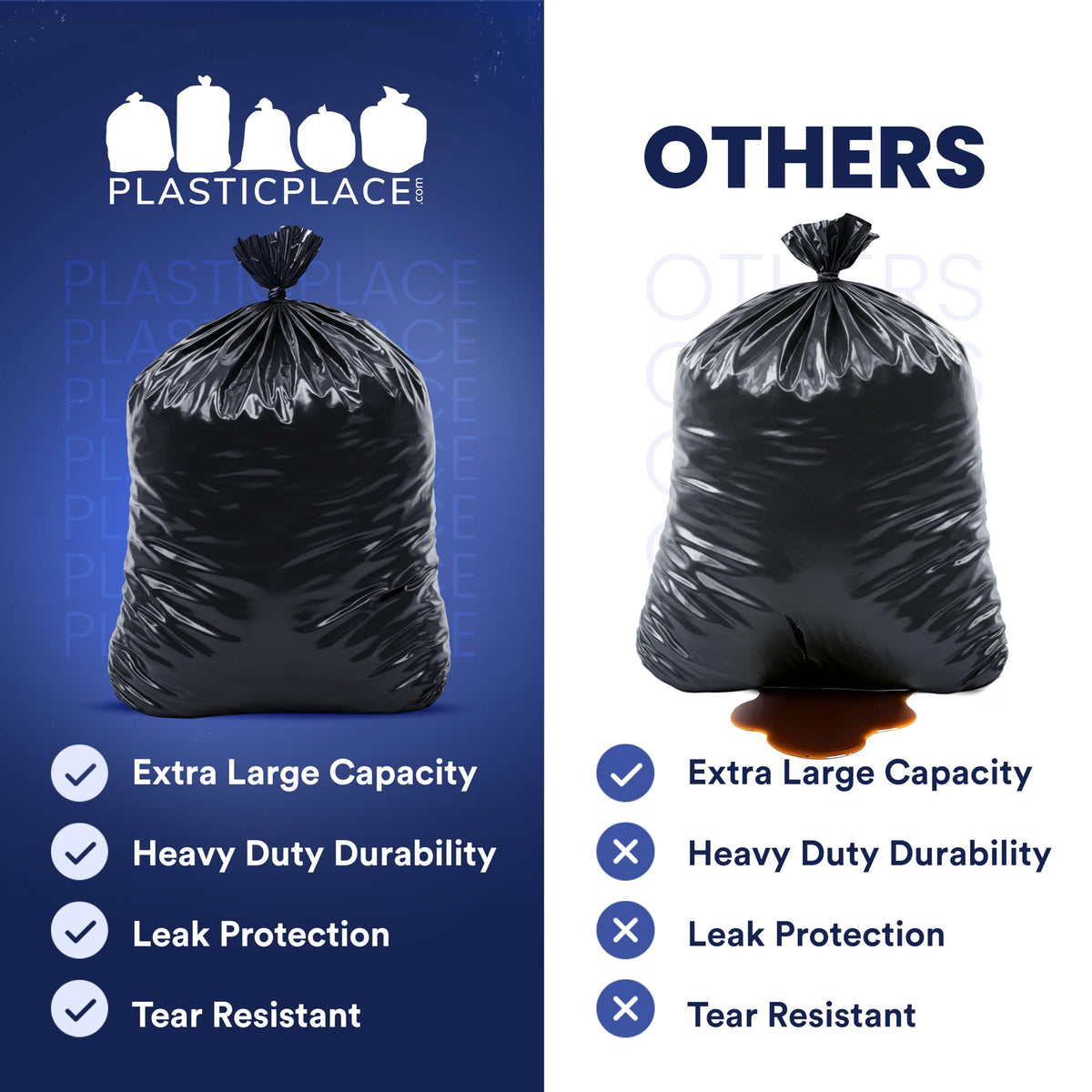 64-65 Gallon Black Heavy Duty Trash Bags, 25 Count R78573