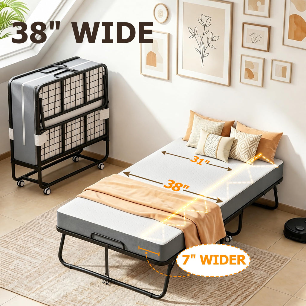 Folding Bed with Mattress Twin 75 x 38 in N31616