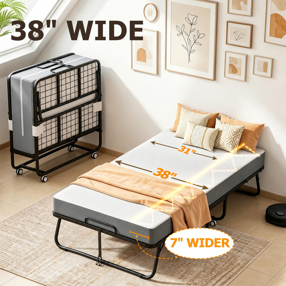 Folding Bed with Mattress Twin 75 x 38 in N31616