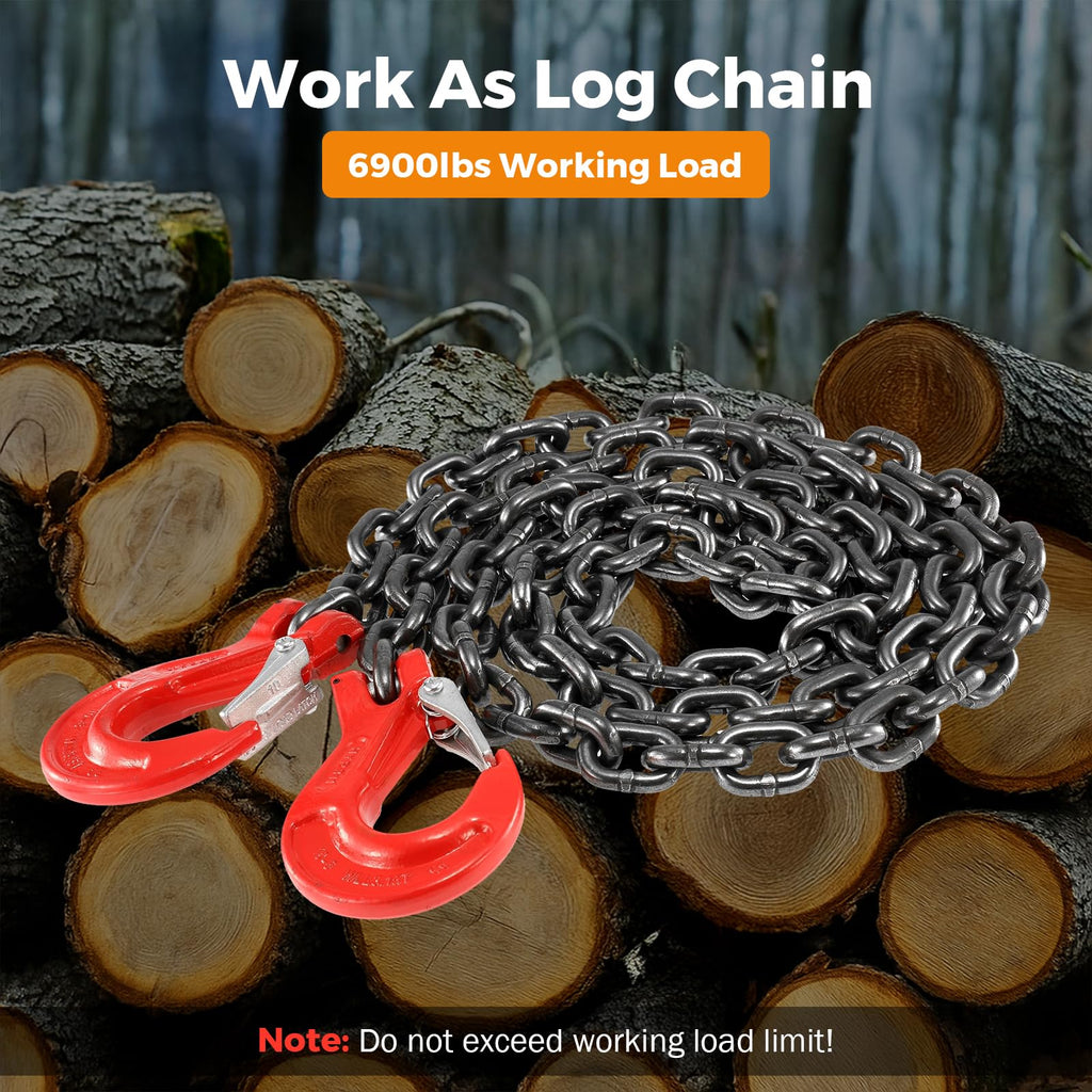 3/8 Inch 10Ft Tow Chain with Double Slip Hooks L647